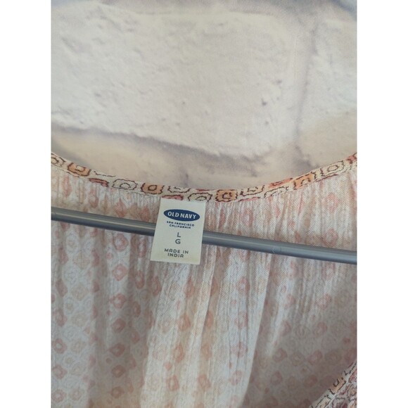 Old Navy Peasant Milkmaid Blouse Boho Floral Front Tie Womens L - Picture 7 of 10
